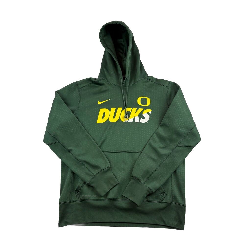 Nike Oregon Ducks Hoodie Large Green Therma-Fit Swoosh Sweatshirt Long Sleeve